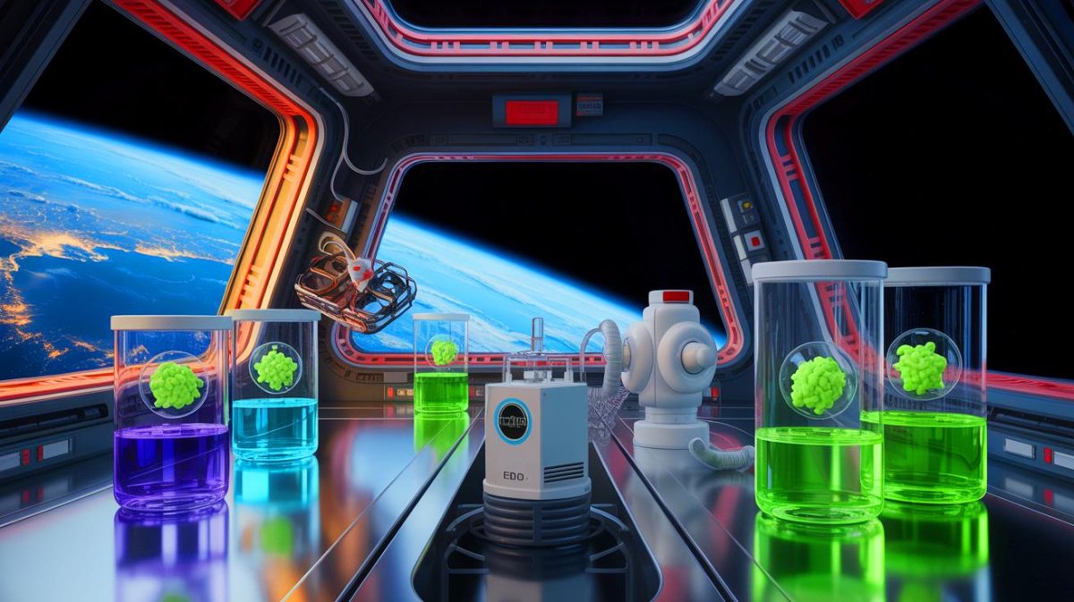 “Chaos Erupts as Space Crew Faces Fiery Danger” Scientists Race Against Time to Secure Earth’s Future with Revolutionary Discovery Illustration of yeast-based bio-manufacturing systems for space missions.