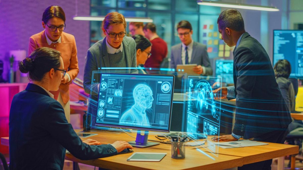 “Fear Grips Marketers”: AI Sparks Chaos in Candid Strategist Talk on Future of Advertising Illustration of the complex relationship between professionals and AI in the workplace.