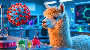 Miracle Alpaca Discovery Could Save Millions From Deadly Viruses ‘It’s a Game Changer’ Say Experts Illustration of the nanobody DS90 binding to a viral protein to prevent infection by Hendra and Nipah viruses.