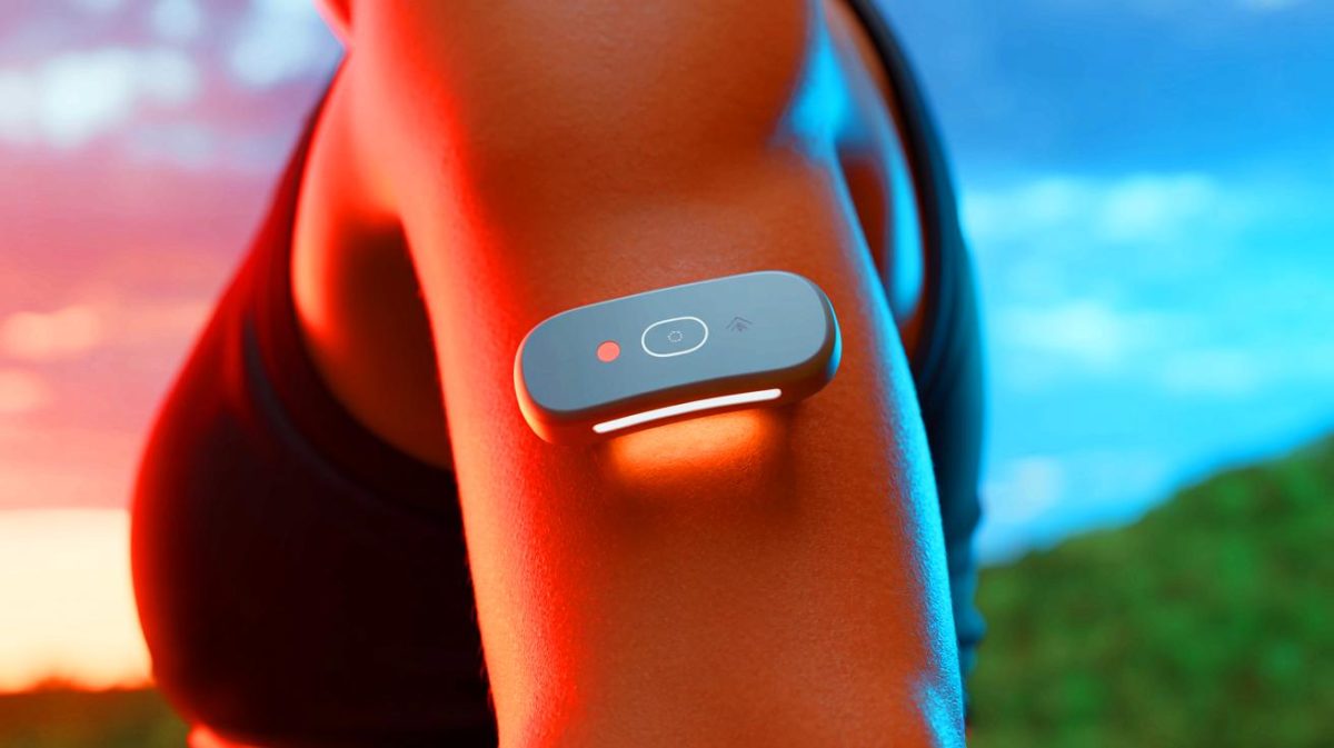 Illustration of a wearable sensor designed for real-time hydration monitoring.