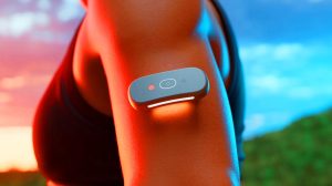 Illustration of a wearable sensor designed for real-time hydration monitoring.