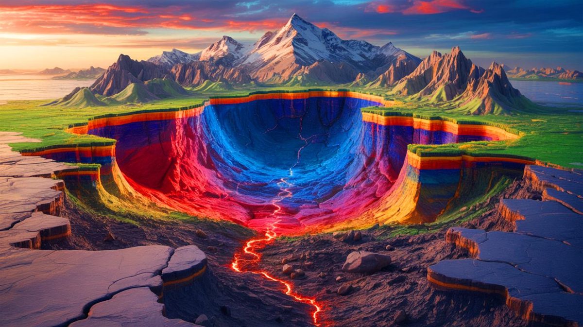 Illustration of the Indian Plate colliding and tearing beneath the Himalayas.