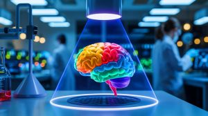 Illustration of transcranial photobiomodulation light therapy enhancing working memory.