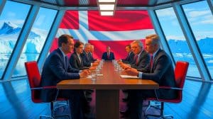 Illustration of diplomatic discussions prompted by allegations of a pro-American influence operation in Greenland.