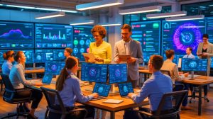 Illustration of AI Transforming Workforce Dynamics Through Cultural Shifts and Skill Development.