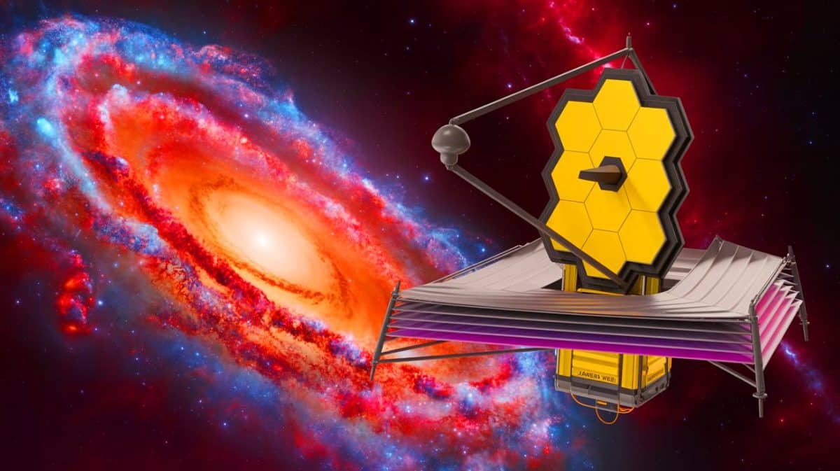Black Hole Stars Reveal Dark Secrets That Terrify Scientists And Could Change Everything You Thought About Space Illustration of the James Webb Space Telescope observing distant cosmic structures.