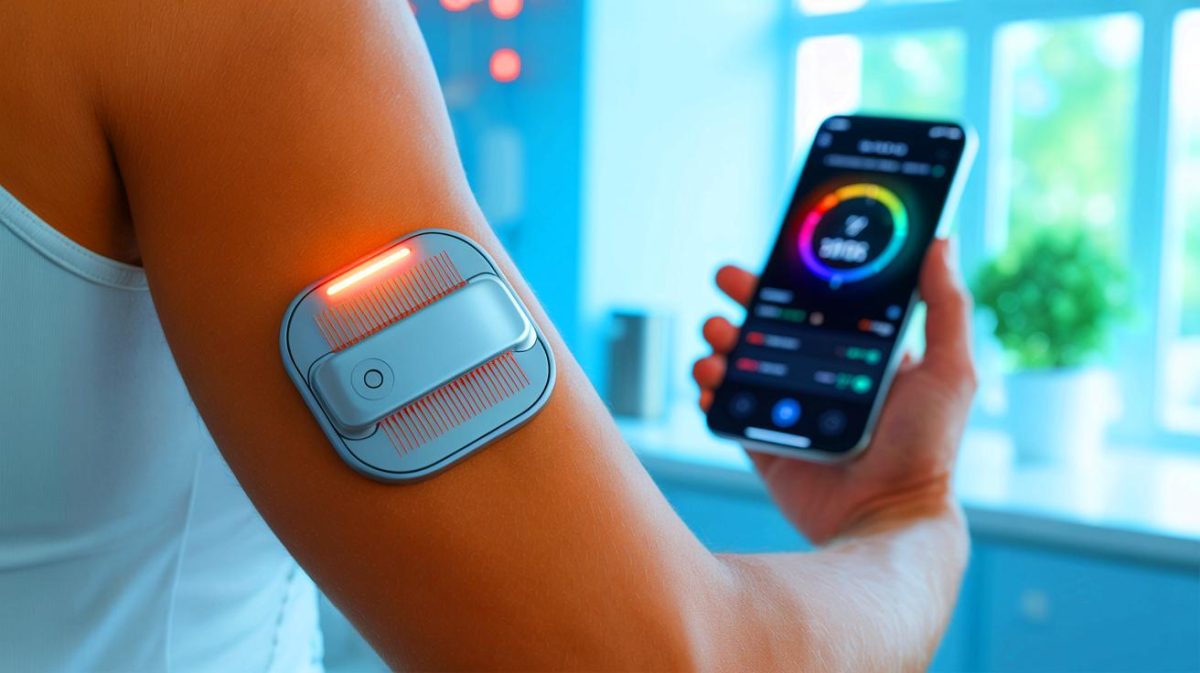 New Microneedle Patch Tracks Diabetes in Real-Time, But Could It Shatter Privacy as We Know It? Illustration of a microneedle-based wearable device for real-time diabetes management.