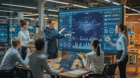 Illustration of Dayforce AI Workspace revolutionizing HR operations with a collaborative environment.