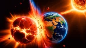 “This Changes Everything”: Ancient Planetary Collision Shattered Earth, Creating Life and Water (it’s more personal than you think) Illustration of Earth's formation through a cosmic collision with Theia.