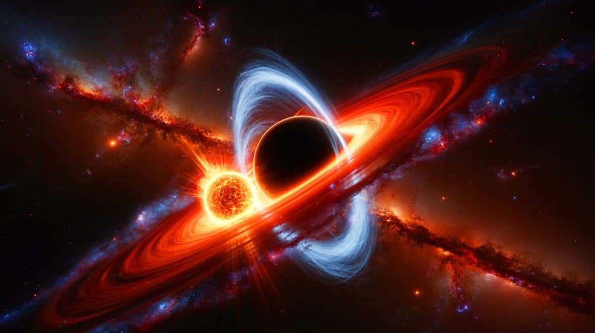 “This Changes Everything”: Black Hole Destroys Star in Shocking Event (and It’s Far Beyond the Galaxy Center) Illustration of a Black Hole Ripping Apart a Star Far from a Galaxy's Center.