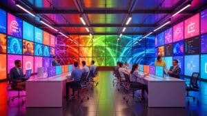 Illustration of Cisco's Austin Headquarters Showcasing a Technology-Driven Workspace Design.
