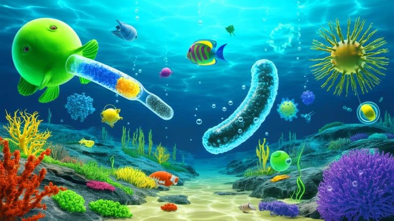 Illustration of microbes in the Black Sea acting as a filter to reduce nitrous oxide emissions.
